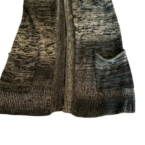 Mudd Chunky knit sweater vest black gray sleeveless pockets button up V-neck - Picture 4 of 4